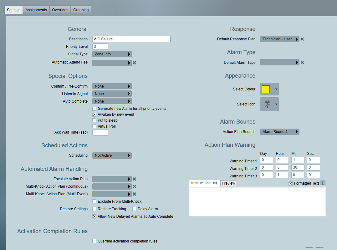 Action Plan Settings