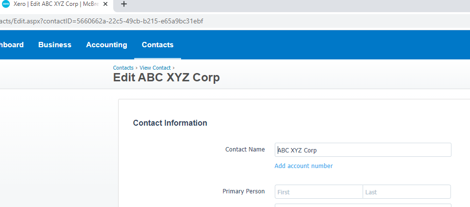 Xero Contact