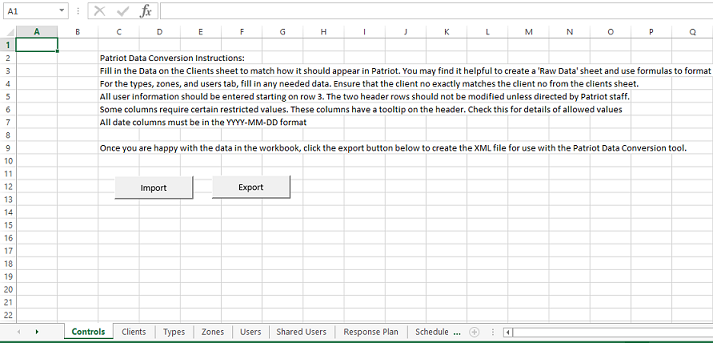 Excel conversion spreadsheet