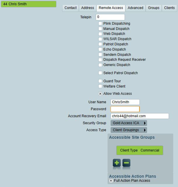 ICA User settings