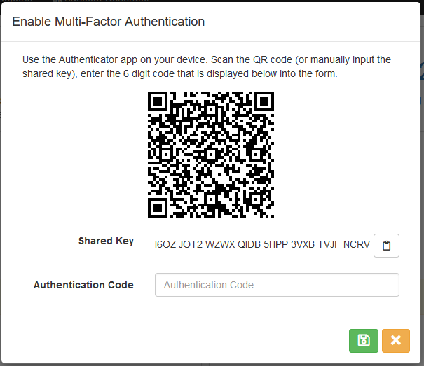 Enable MFA Modal