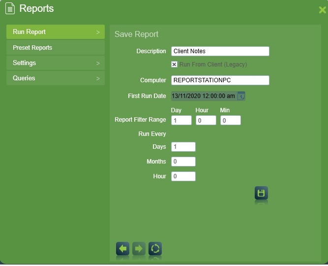 Preset Reports Settings(Legacy)