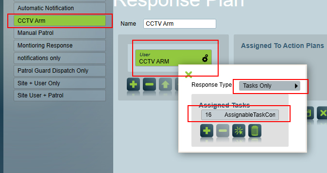 CCTV arm disarm response plan