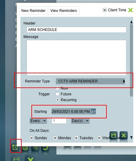 CCTV arm disarm response plan