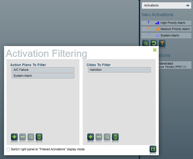 Activation filtering in a disaster scenario