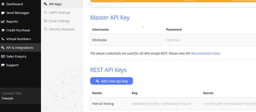 SMS Global API Key