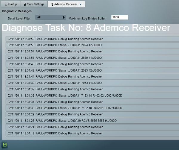 Task Diagnostics Screen