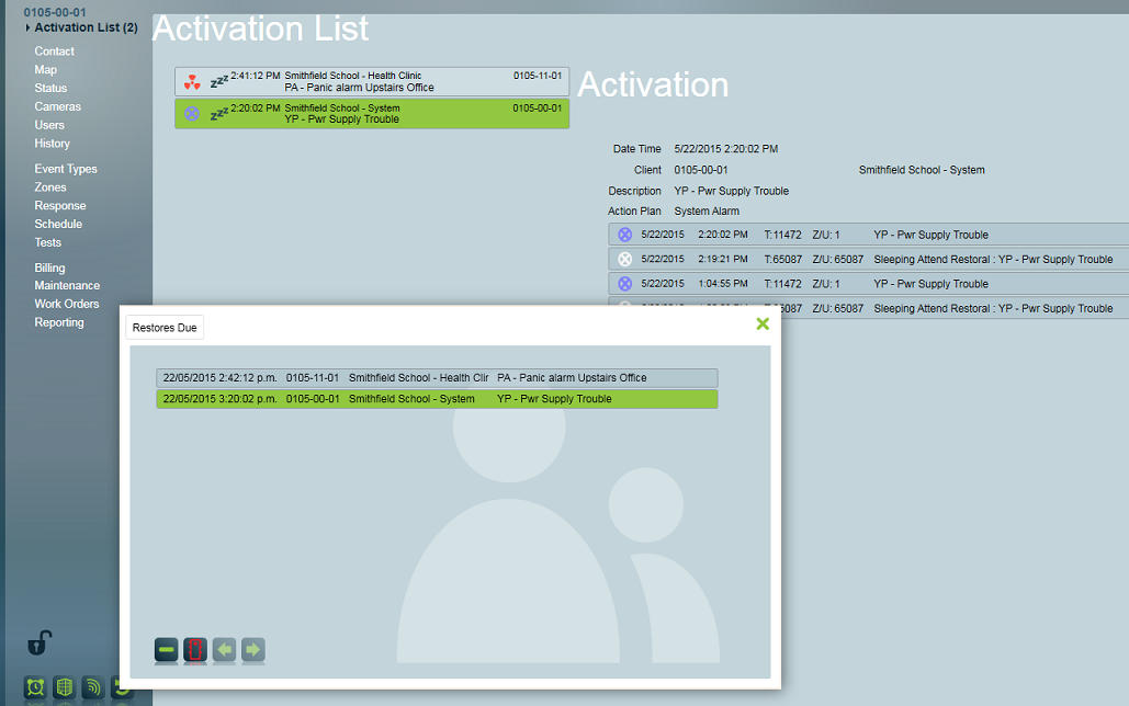 Monitoring restores due accross a partitioned client