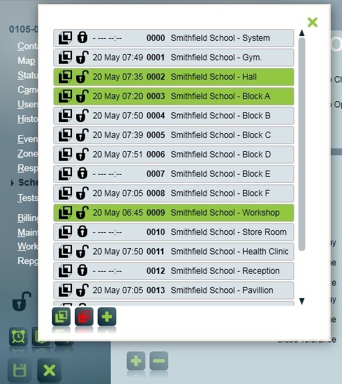 Multi-linking areas via the Area List tool