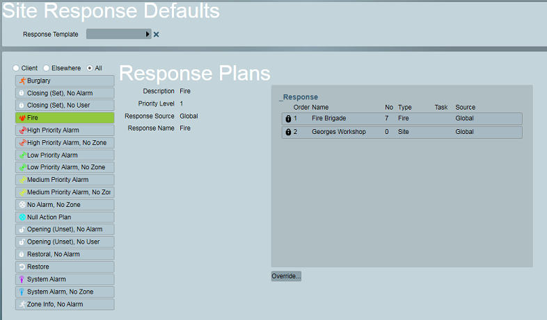 Client Response Tab