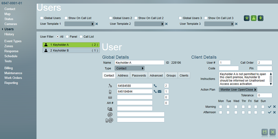 User Setup