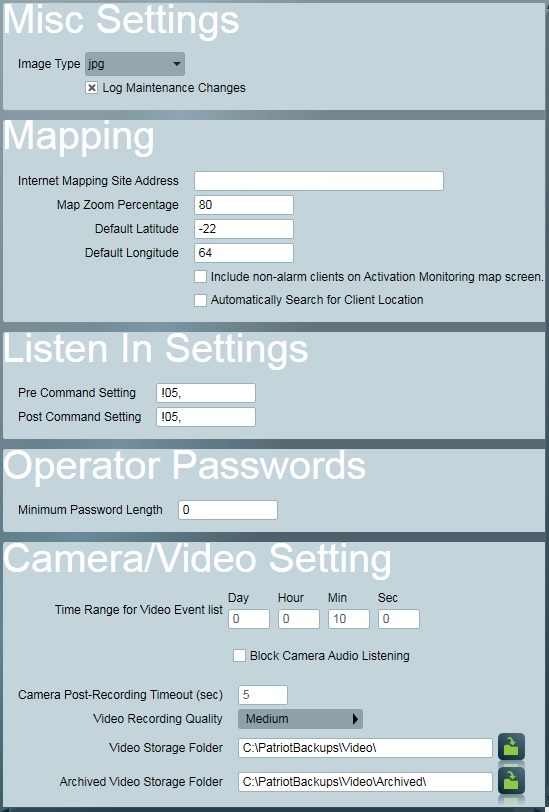 Miscellaneous Settings