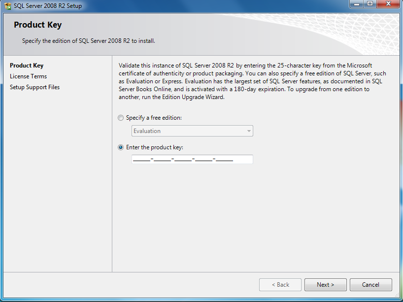 Sql server 2008 r2 express. License term.