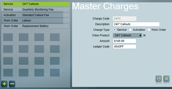 Odoo products are linked to Patriot Master Charges