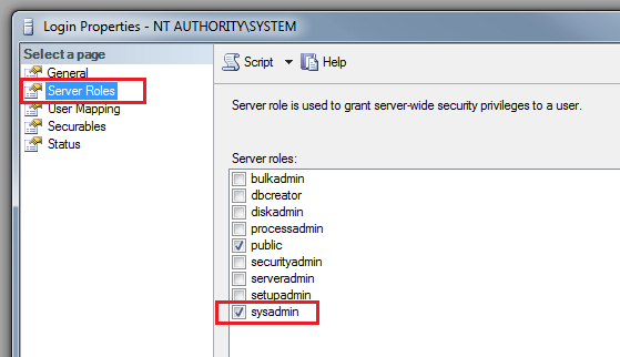 Sysadmin role