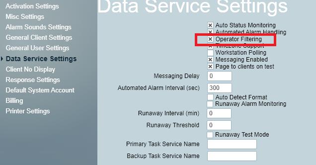 Data Services Settings Screenshot