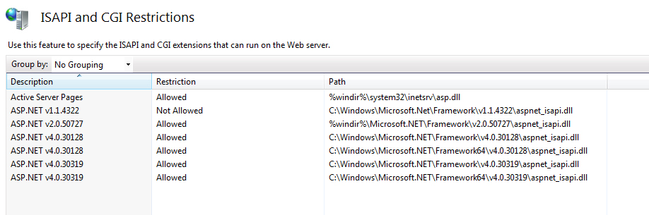 ISAPI and CGI Restrictions