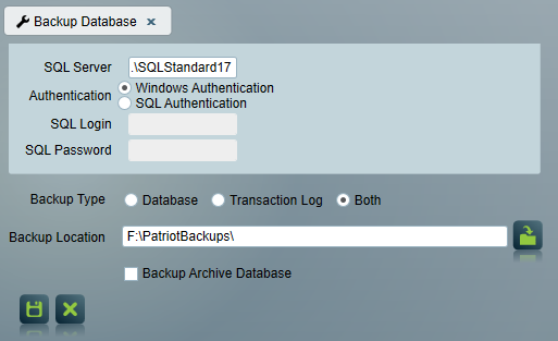 Manual backup setup