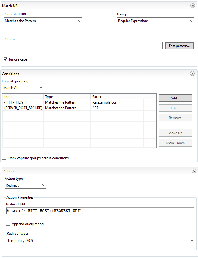 ICA Url Rewrite HTTP to HTTPS