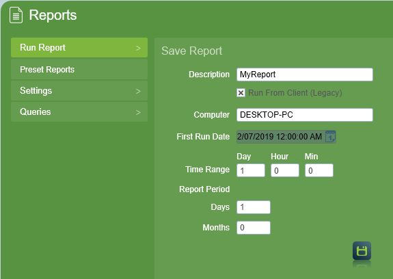 Preset Reports Settings(Legacy)