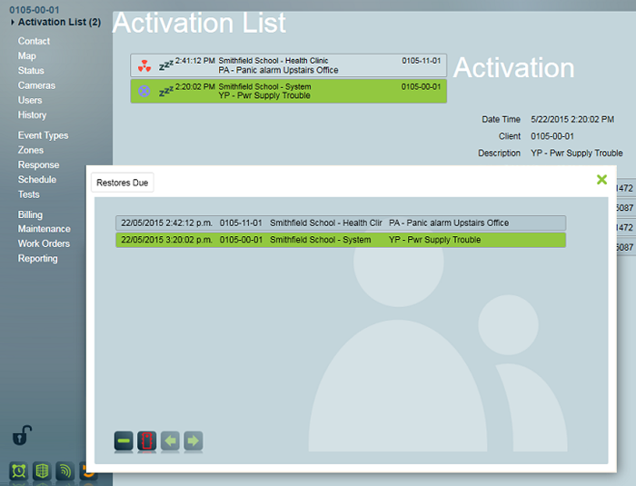 Monitoring restores due for a partitioned client