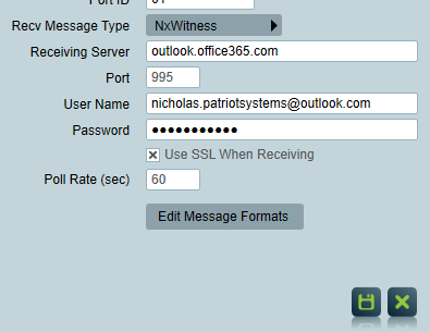 Email Receiver Settings