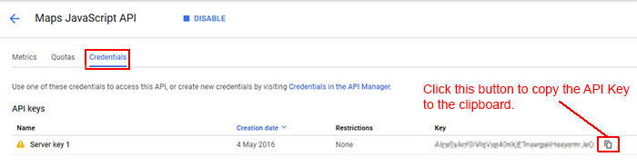 Credentials tab