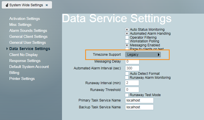 System Timezone Settings